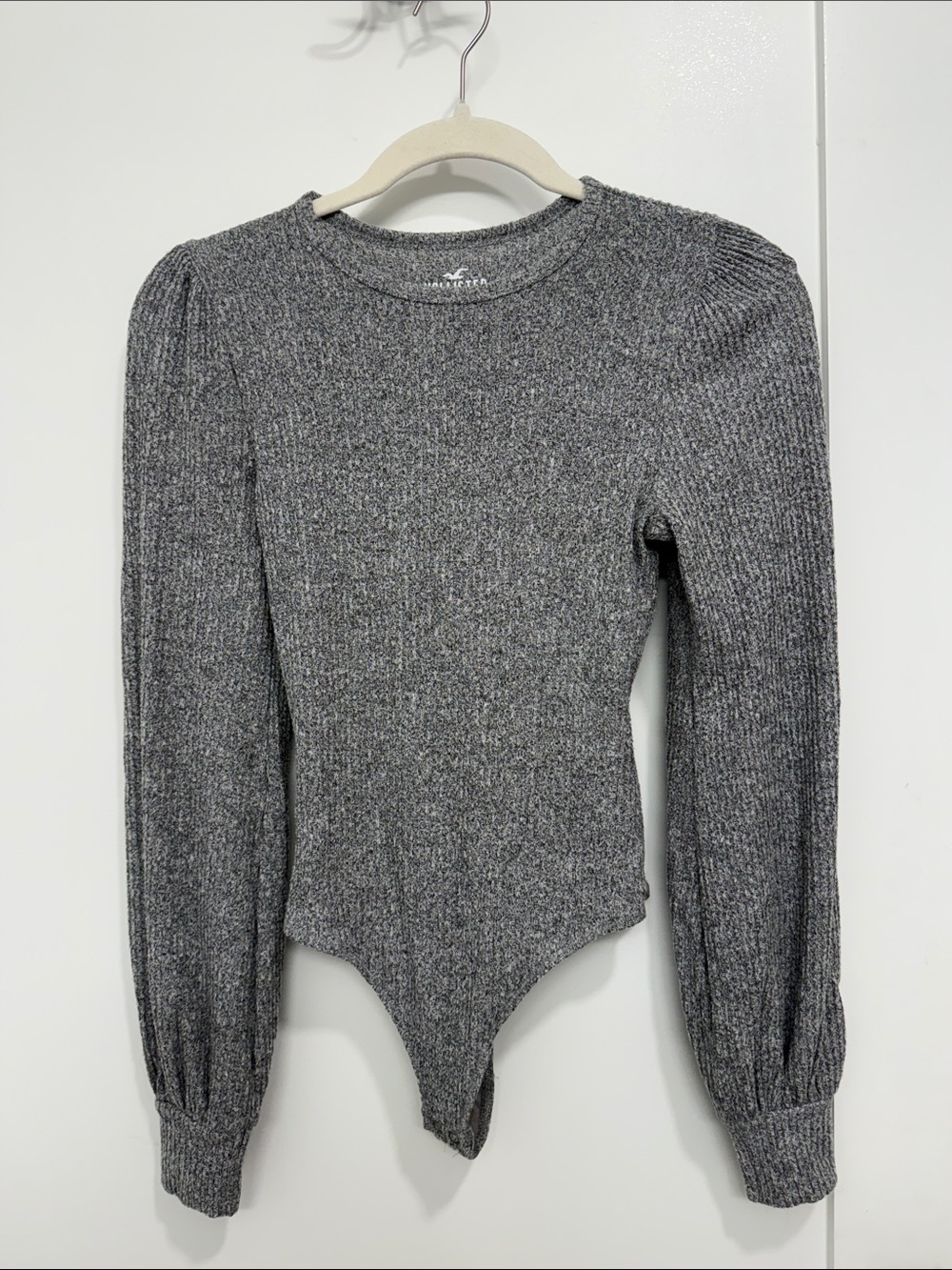 Grey Long-Sleeve Bodysuit - Women's Top